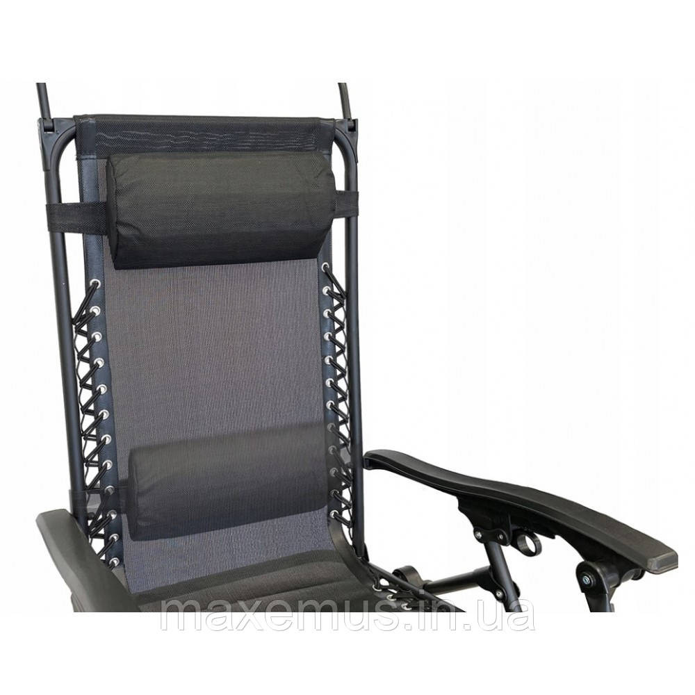 Раскладной шезлонг лежак Bonro SP-167A Черный с козырьком подголовником и столиком для напитков (до 120 кг) Мостиска - изображение 15
