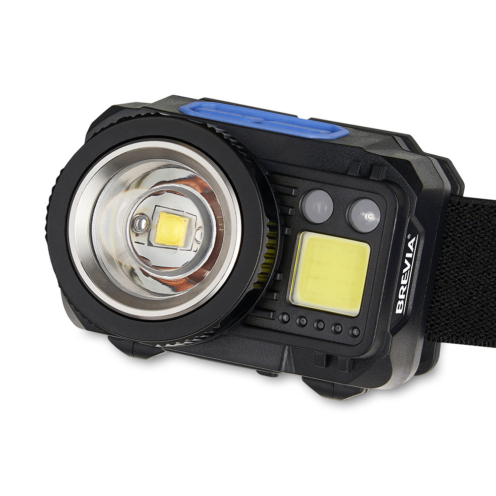 Ліхтар налобний Brevia 550Lm, 3W CREE XPG+COB, 1200mAh/3xAAA, Zoom, з сенсором білий/червоний Львів - фото 3