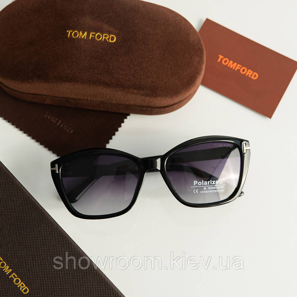 Женские брендовые солнцезащитные очки TF (05260) polaroid черные Киев - изображение 1