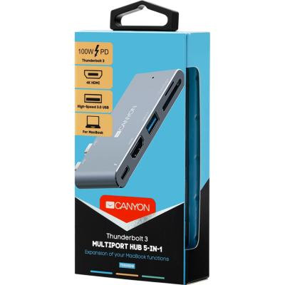 Порт-репликатор Canyon Docking Station with 5 ports, Thunderbolt 3, Input 100-240V (CNS-TDS05DG) Винница - изображение 4