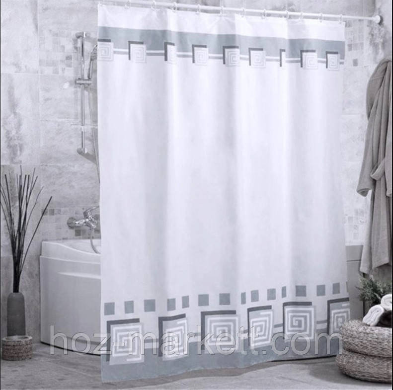 Шторка в ванную тканевая Miranda Lykia 180 х 200 см серая Харьков - изображение 1