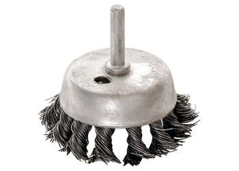 Щітка для дрилі, 75 мм, "чашка" зі шпилькою, кручена металевий дріт MATRIX Полтава - фото 1