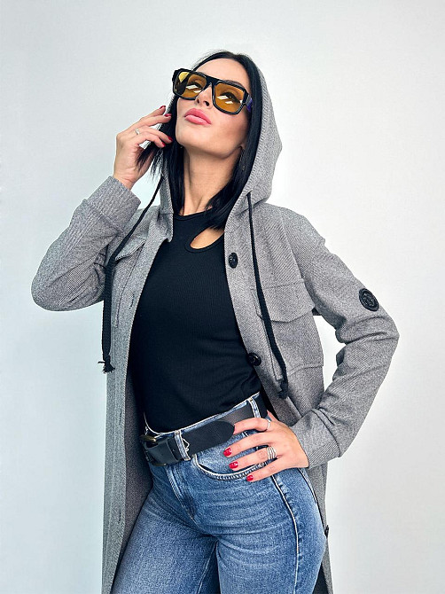 Женский кашемировый кардиган с капюшоном Dila батал Киев - изображение 10