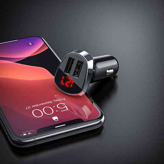 Автомобільний зарядний пристрій BOROFONE BZ15 Auspicious dual port digital display car charger Київ