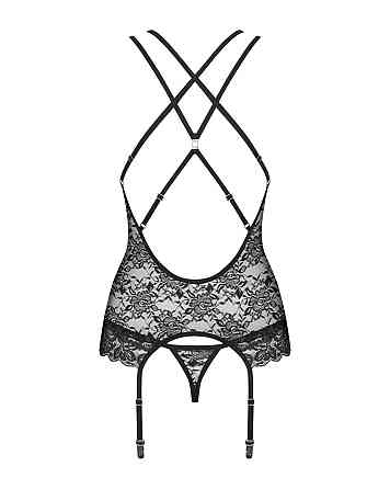 Комплект корсет з трусиками Obsessive 860-COR-1 чорний, S/M Sex Aura Київ