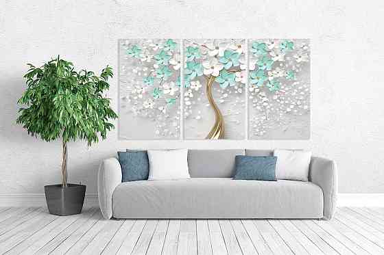 Модульна картина у вітальню/ спальню Дерево в квітах       ART-189_3A 70х130 см Київ