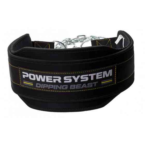 Пояс для обтяжень з ланцюгом Power System PS-3860 Dipping Beast неопреновий Black/Yellow Киев
