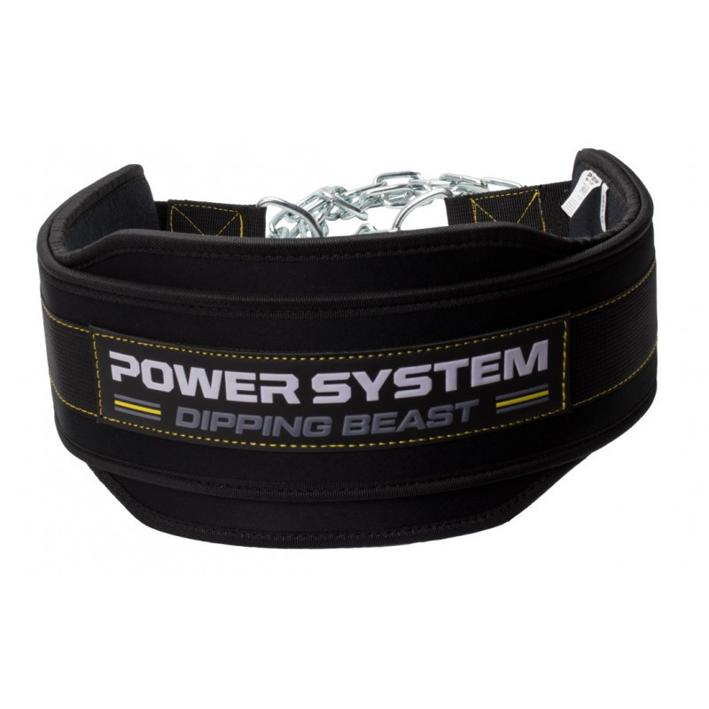 Пояс для обтяжень з ланцюгом Power System PS-3860 Dipping Beast неопреновий Black/Yellow Київ - фото 3