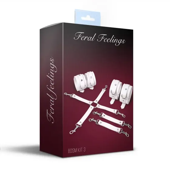 Набір для БДСМ Feral Feelings BDSM Kit 3 White, наручники, поножі, хрестовина Львов