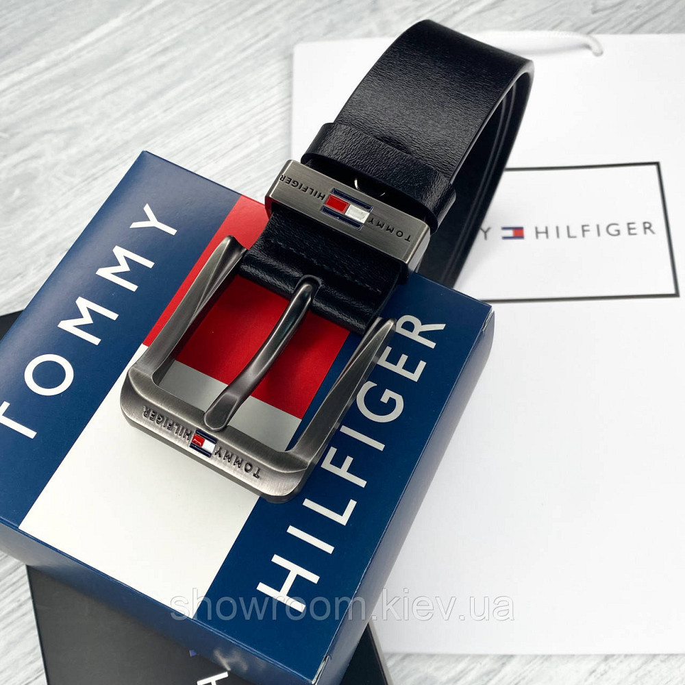 Чоловічий шкіряний брендовий ремінь (012) чорний Київ - фото 2