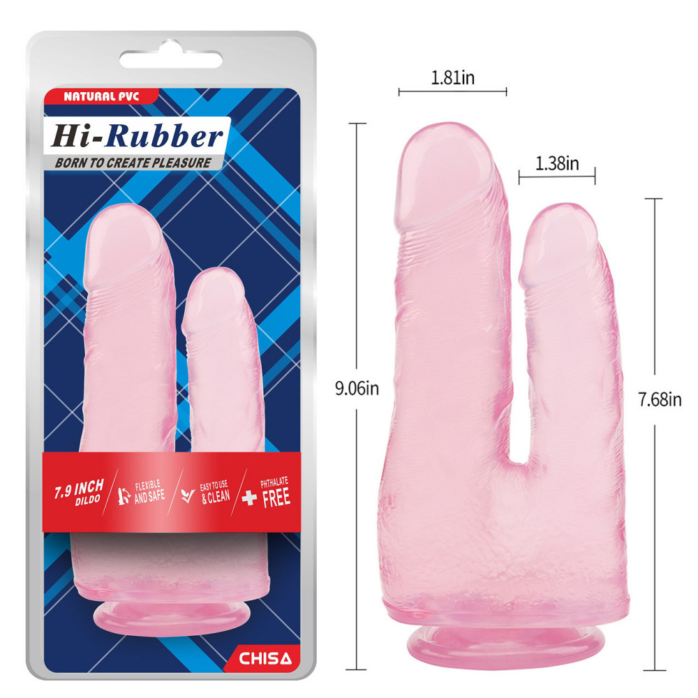 Фаллоимитатор двойной Chisa Hi-Rubber 7.9 на присоске, розовый Sex Aura Киев - изображение 6