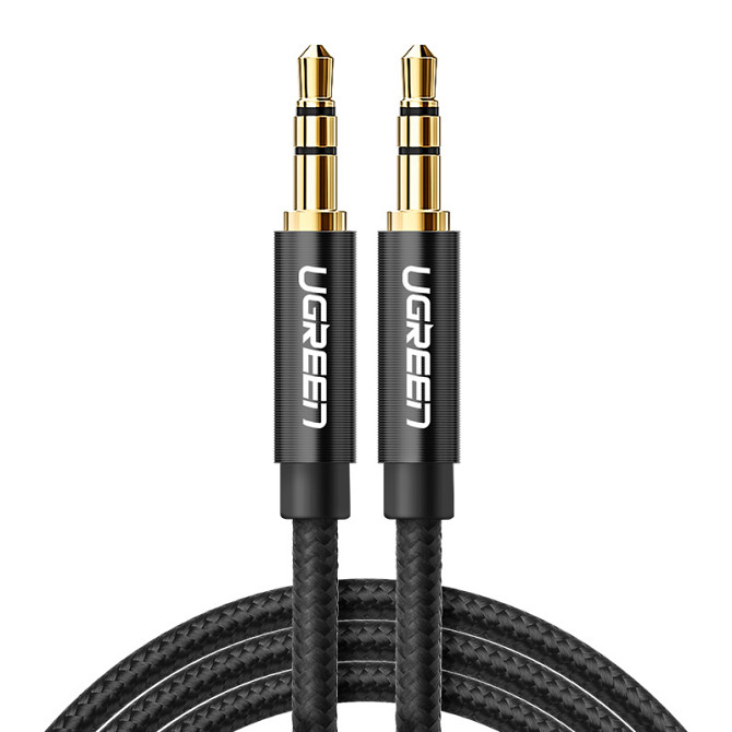 Аудіо кабель AUX 3.5 mm (miniJack) Ugreen AV112 (Чорний, 1м) Николаев - изображение 2