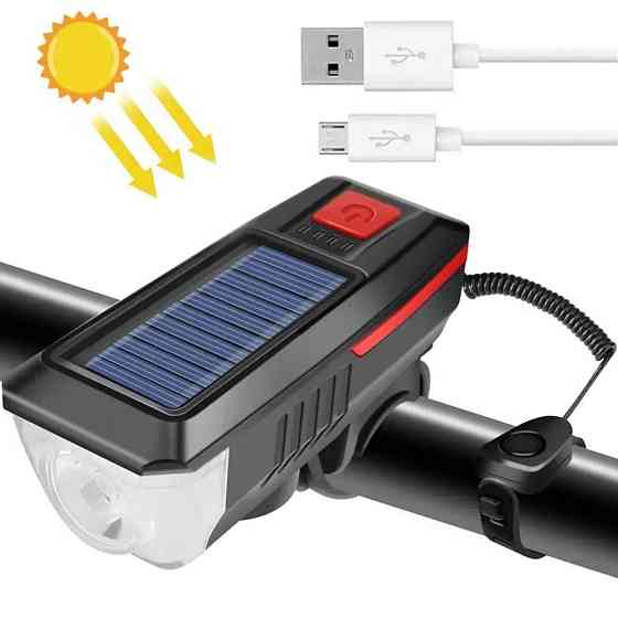 Велосипедний ліхтарик на сонячній батареї з дзвінком,LY-17-XPE SBR Київ