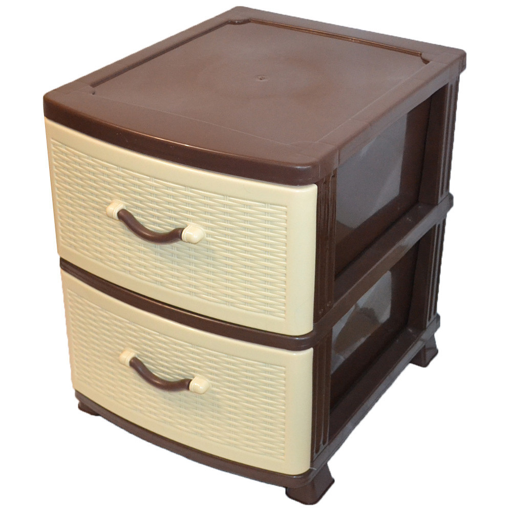 Комод пластиковий Efe Plastics 2 ящики 48х46х38 ротанг бежевий. Ефе пластик Одеса - фото 1