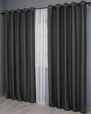 Комплект штор на люверсах VR-Textil Midnight № 1399ш 150х270 см 2 шт Графітовий (37-0139) Київ