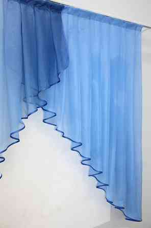 Кухонная занавеска VR-Textil № 023к белый с синим 150х150 см (59-722) Киев