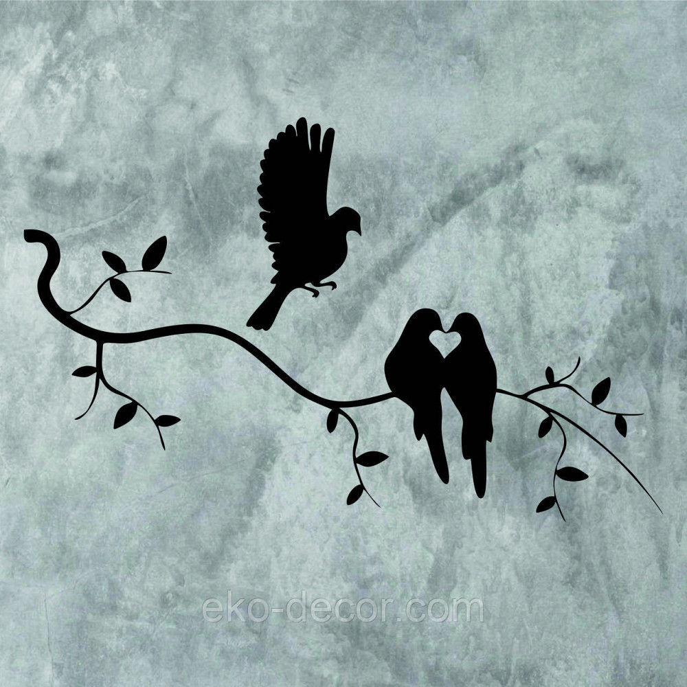 Декоративное настенное Панно «Птичка на ветке», Декор на стену 70*44 см, Черный Киев - изображение 3