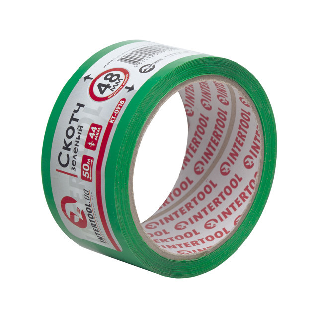 Скотч зелений, 50 м × 48 мм, 44 мкм INTERTOOL KT-0918 Київ - фото 2
