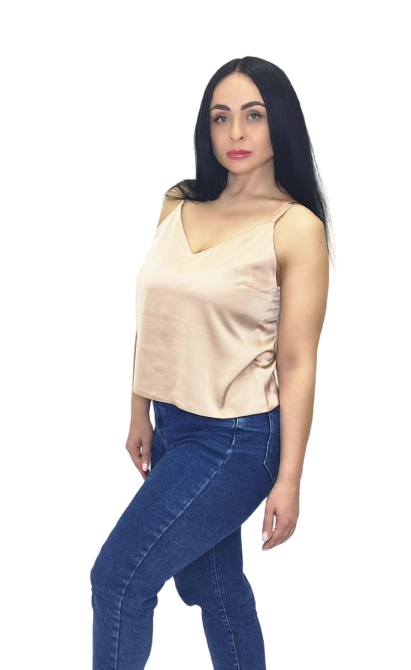 Шовкова майка на тонких бретельках Бежевий 3XL/4XL Харків - фото 7
