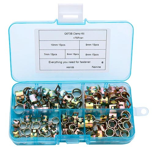 Набір хомутів для шлангів 6-10 мм, 75 шт у кейсі Київ - фото 2