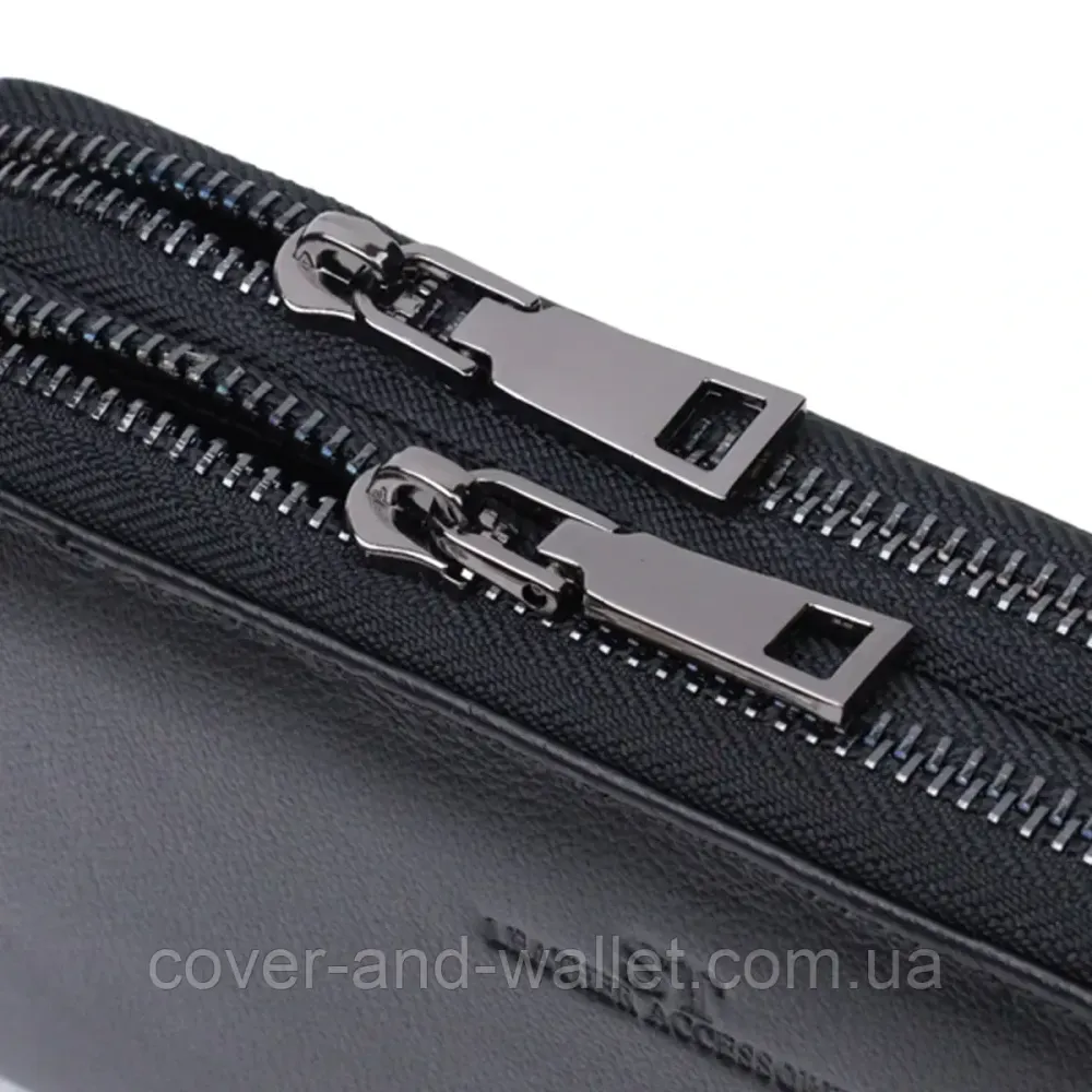 Мягкий кожаный мужской кошелек клатч на две молнии на много карточек ST 274 Киев - изображение 4