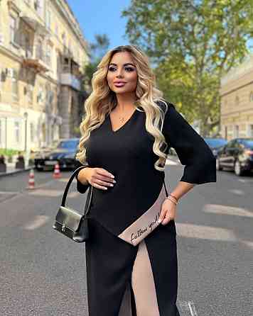 Жіночий стильний костюм двійка креп дайвінг Чорний, 52/54 Одеса