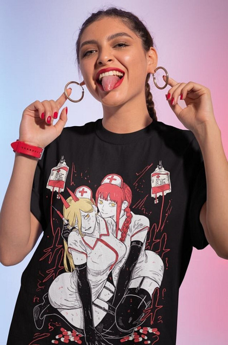 Футболка для хлопчика з аніме принтом Людина-бензопила оверсайз (зріст від 165 до 180) Чорний AnimeJ0820m Дніпро - фото 2