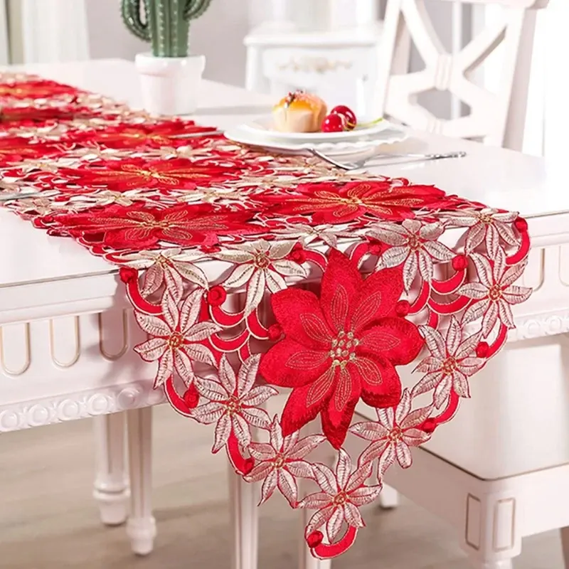 Новорічна скатертина вузька 176 на 38 см червоний Київ - фото 8