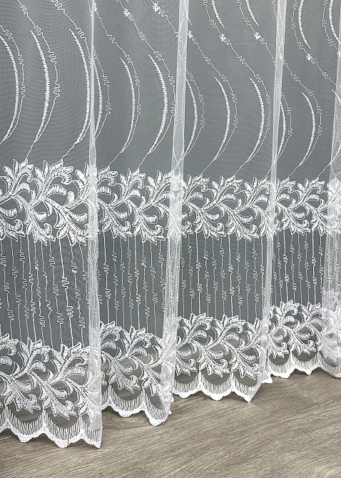 Тюль фатин с вышивкой и люрексом цвет белый 1575т Киев - изображение 5