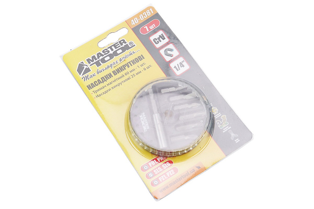 Біти викруткові 7шт 1/4" 25мм з тримачем 40-0381 Київ - фото 2