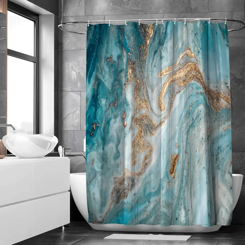 Шторка для ванни з поліестеру водонепроникна Bathlux 180x180 см з кільцями, фіранка для ванної кімнати Кам'янець-Подільський - фото 1