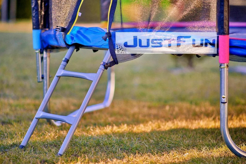 Батут 252 см Just Fun для дітей і дорослих з захисною сіткою і драбиною Різні кольори Київ - фото 6