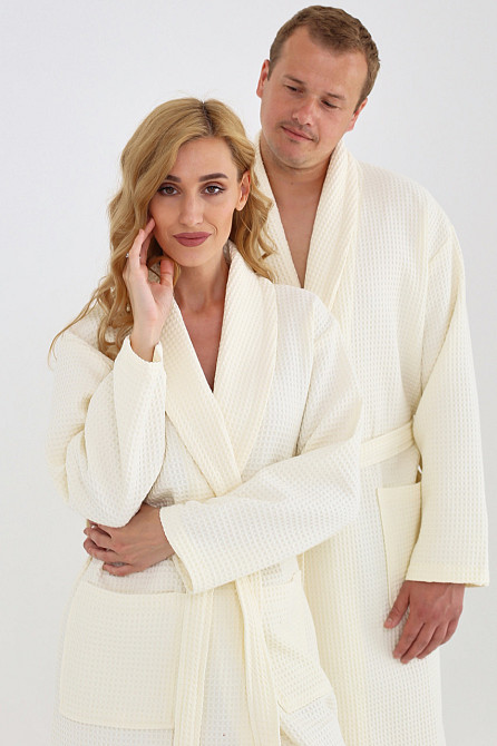 Чоловічий вафельний халат Ideal Textile ХXL ваніль (56860530) Чернівці - фото 6