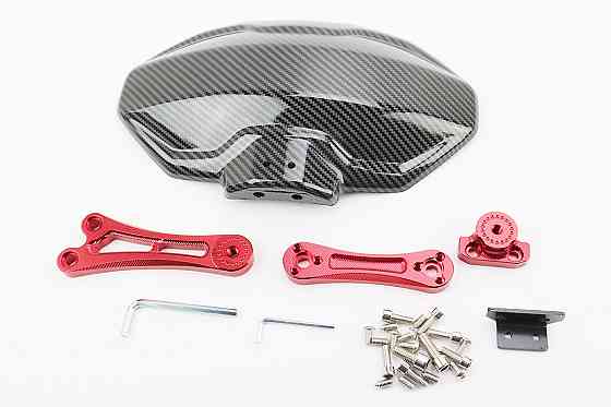 Крило заднє універсальне, червоне кріплення на одну сторону з регулюванням нахилу (бризговик) TUNING, КАРБОН Київ