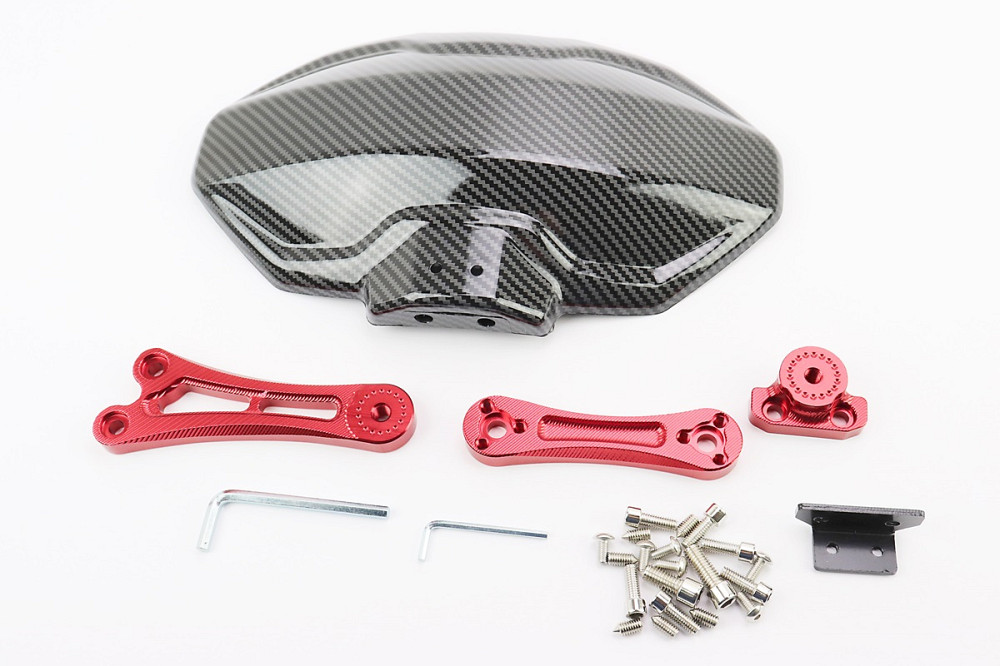 Крило заднє універсальне, червоне кріплення на одну сторону з регулюванням нахилу (бризговик) TUNING, КАРБОН Київ - фото 1