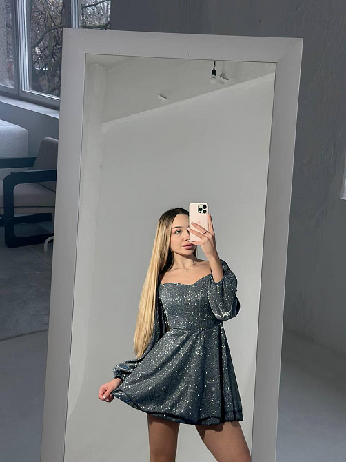 Жіноча стильна вечірня сукня з подвійною спідницею з люрексу 46/48 Одеса - фото 4