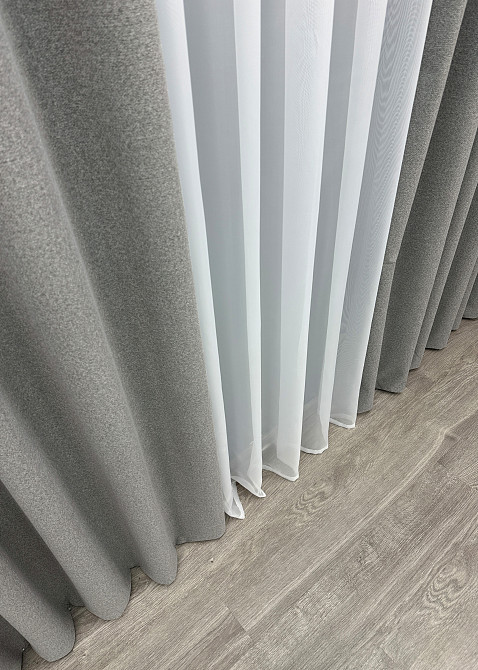 Шторная ткань лен блэкаут 100%, цвет серый 1821ш Киев - изображение 6