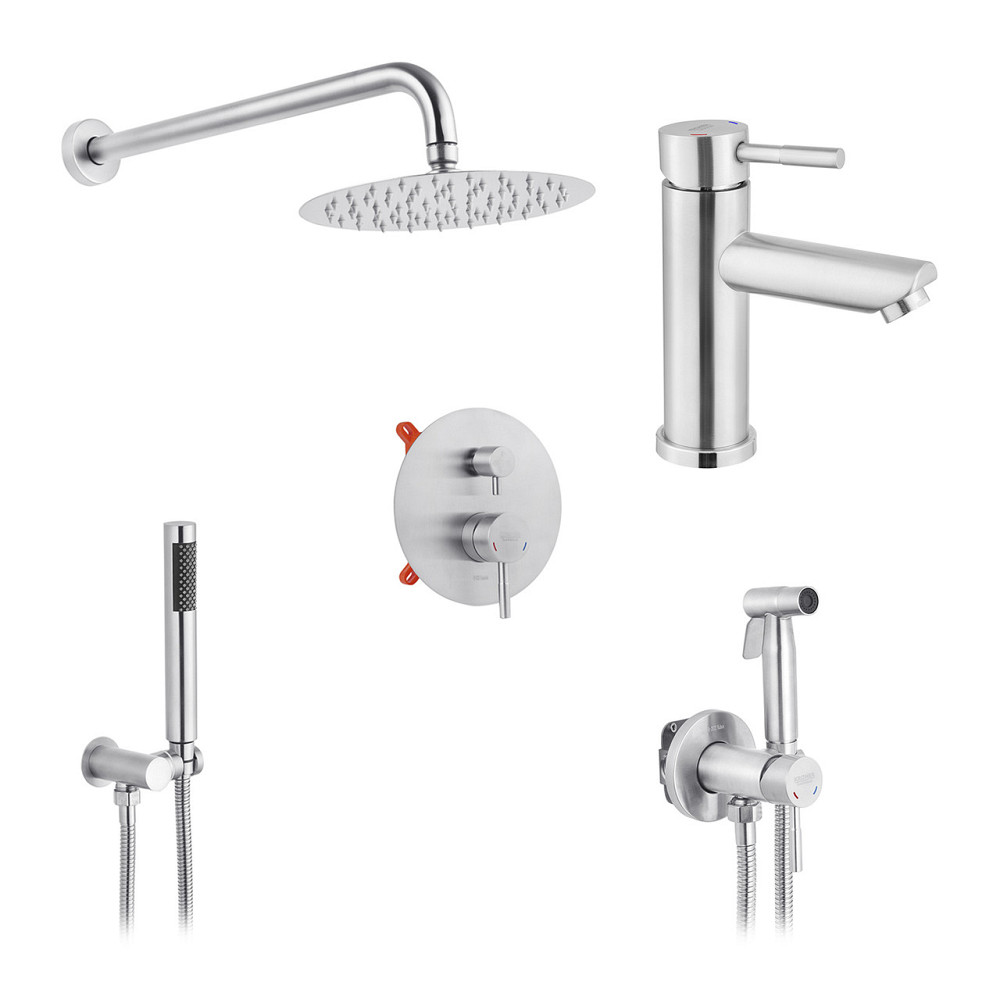 Набор 3 в 1 душевая система Kroner Edelstahl Klassisch-ESG082 + смеситель Edelstahl Klassisch-ESG010 + Киев - изображение 1