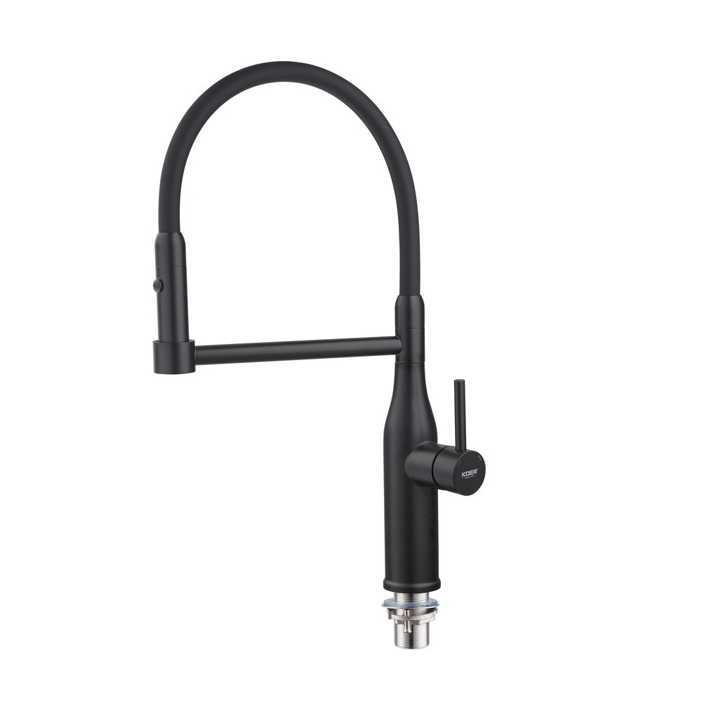 Кухонный смеситель Koer KI-70005-05 с черным силиконовым изливом из нержавеющей стали (KR5005) Харьков - изображение 5