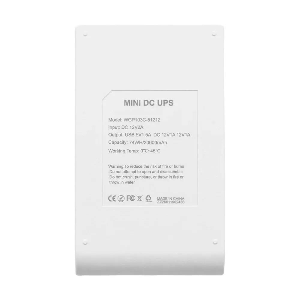 Джерело безперебійного живлення Mini UPS WGP UPS103C 20000mAh 5V/12V/12V, Li-ion 4*5Ah, для роутера та оптичного терміналу Київ - фото 15