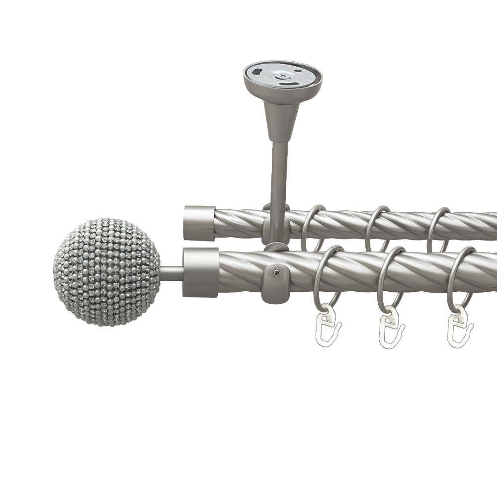 Карниз Orvit Карера металевий дворядний відкритий до стелі скручена труба кільце металеве Сатин 25\19 мм 300 см (00-00024213) Львів - фото 1