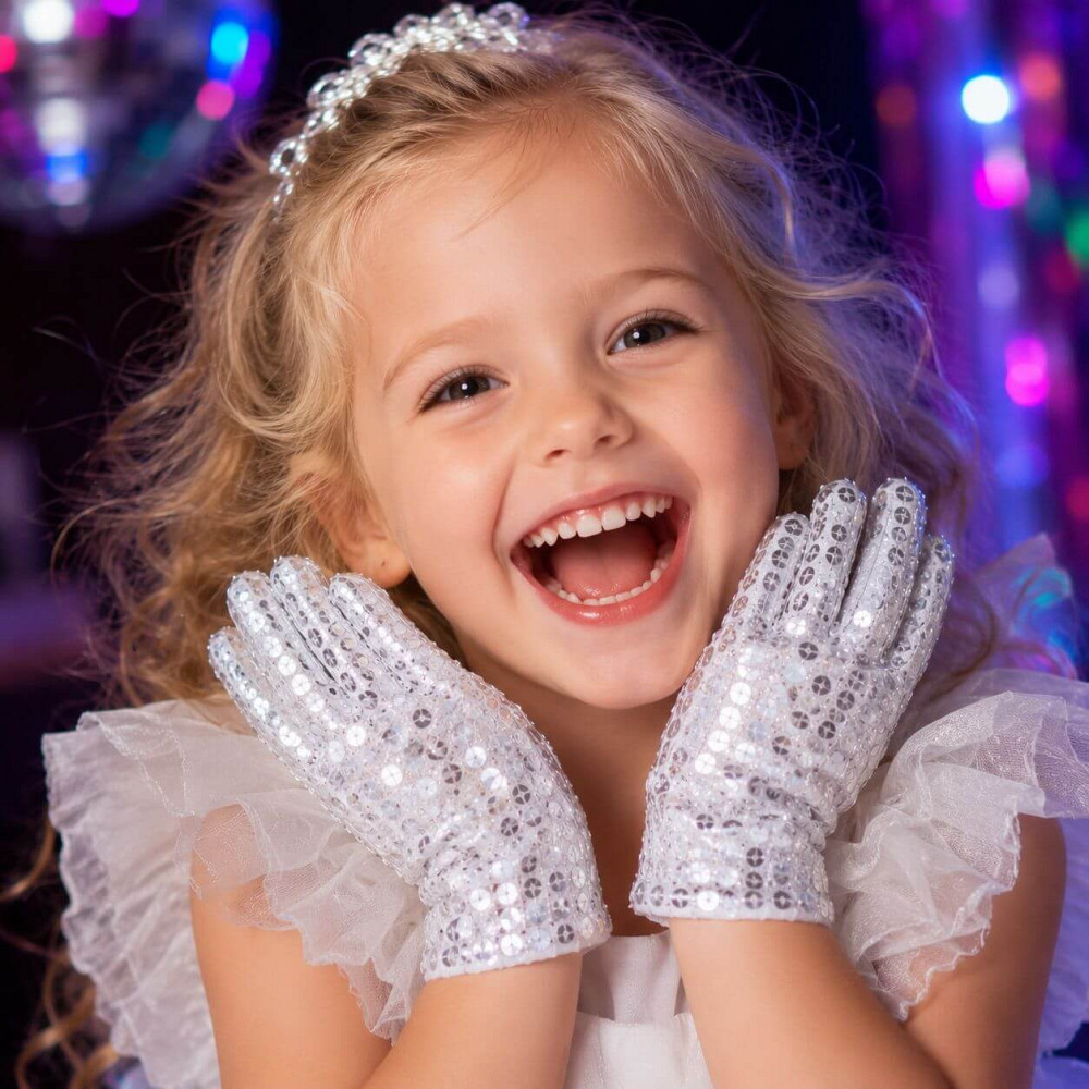 Перчатки ДЕТСКИЕ на 3-6 лет СЕРЕБРО Пайетки 17х7 см Киев - изображение 9