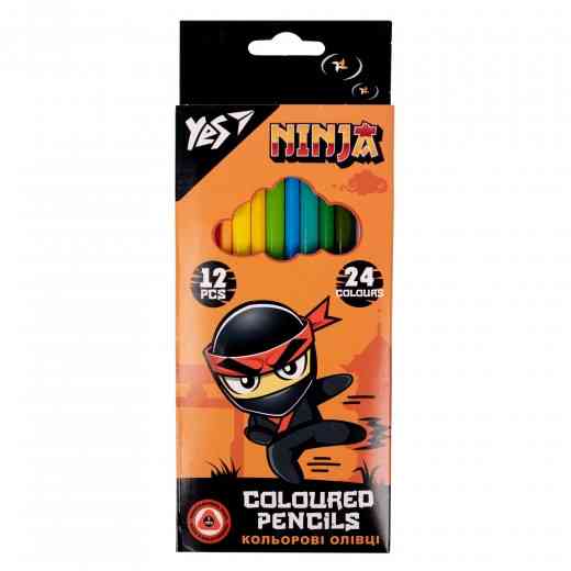 Олівці кольорові 12/24 кол. "Yes" Ninja двосторонні тригранні, 290707, шт Київ