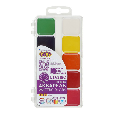Фарби для малювання ZiBi KIDS Line -2 Classic акварельні, 10 кольорів (ZB.6583) Вінниця - фото 1