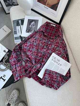 Жіноча стильна сорочка оверсайз у клітинку турецька фланель Бордо Одеса