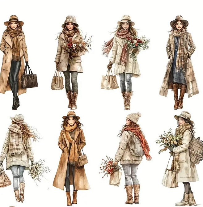 Набір вінтажних стікерів Осінні образи – 12 шт Київ - фото 3