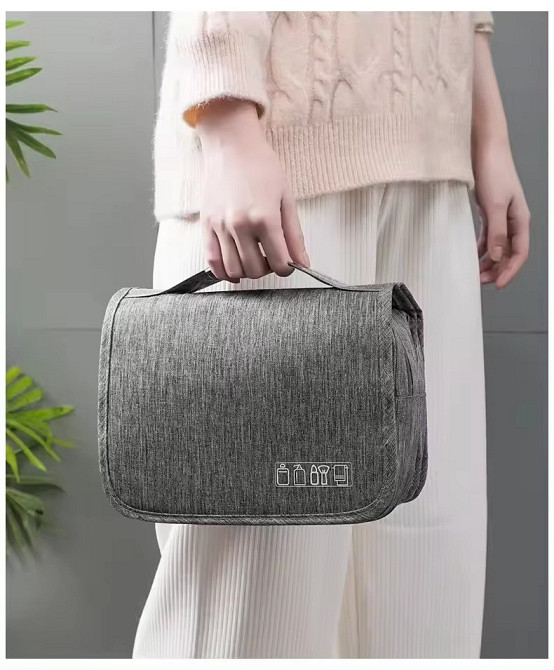 Косметичка дорожная для душа и ванны с подвесным крючком,органайзер для хранения ванных пренадлежностей серый Каменец-Подольский - изображение 6