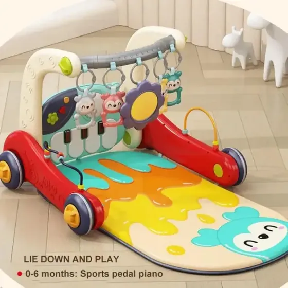 Детские ходунки 3в1 с музыкальным бизибордом, пианино с подсветкой и развивающим ковриком Коломыя