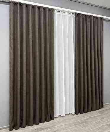 Комплект готовых штор VR-Textil Лен ELEMENTA № 1867ш Венге 150х270см 2 шт (33-0853) Киев