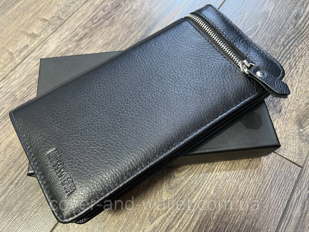 Кожаный мужской кошелек клатч на молнии и кнопках Marco Coverna M 141 Киев - изображение 1